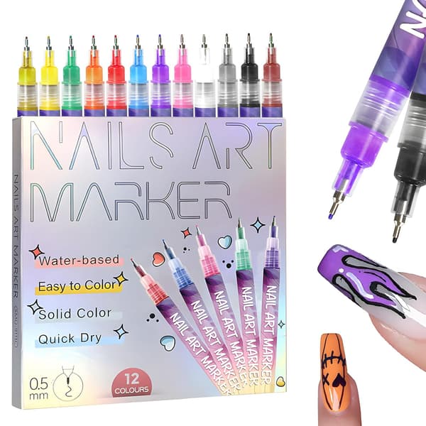 12 stk. Neglekunst Marker Sæt 0,5 mm Fin Spids til Præcis Doodling