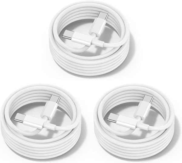 100W Typ-C till Typ-C Datakabel [3-pack] Kompatibel med iPhone 15/16 Snabbladdningskabel, 2m Lång Typ-C till Typ-C Strömkabel