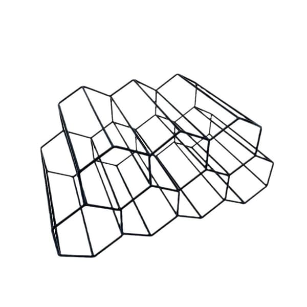 Fritstående vinreol i metal til 9 flasker - Sort bikube design