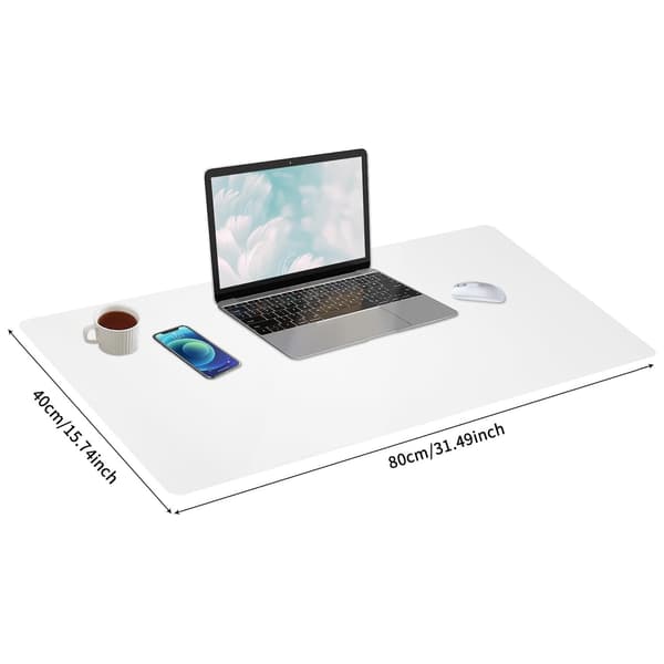 Multifunksjonell skrivebordsmusematte Vanntett PU-skinn skrivebordsunderlag 80 x 40 cm Hvit