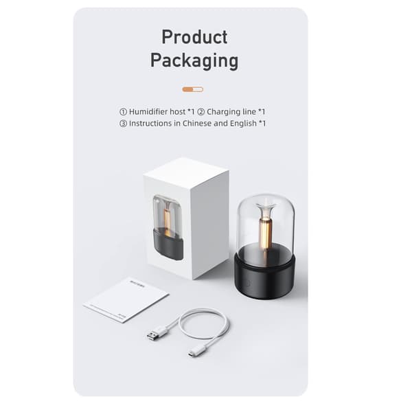 Aromaterapi Diffuser USB Luftfukter med Stearinlys Svart
