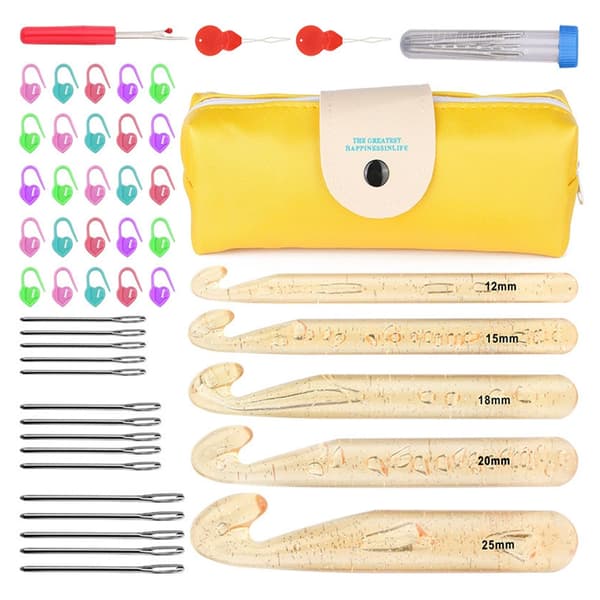 50-delars set med virknålar, stickningsset multicolor