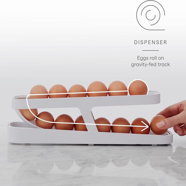 Eggdispenser Plassbesparende Rullende Eggdispenser og Organizer for Kjøleskapsoppbevaring