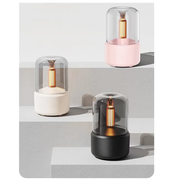 Aromaterapidiffusor USB-luftfuktare med levande ljus svart