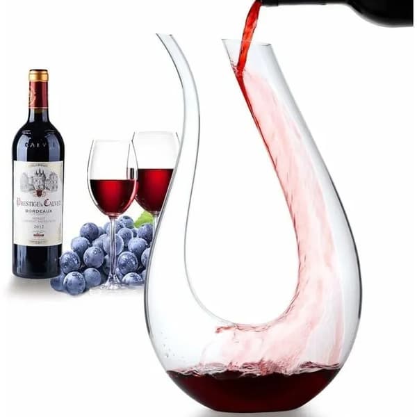 Vinkaraff 1,5L Glaskaraff Rödvinsluftare Handblåst Vinsniffarkaraff