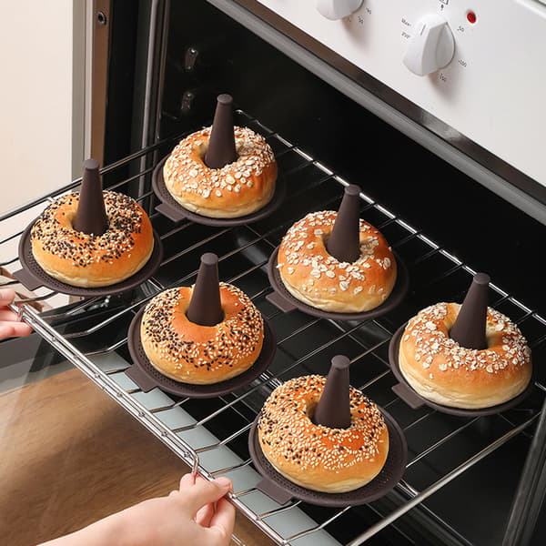 6-delad bakform för bagel- och munkkakformar (6 delar brun)