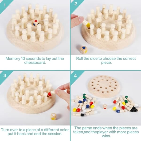 Montessori Trä Memory Schackbräde Spel för 4 År Gamla Barn Förälder-Barn Interaktiv Leksak