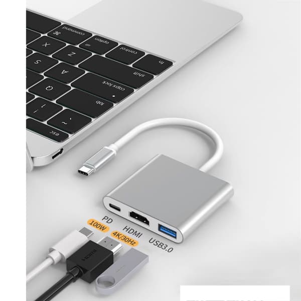 3-i-1-hubb Typ C till HDMI USB 3.0-gränssnitt