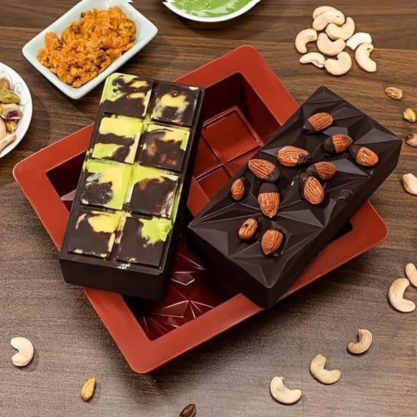 Fødevaregodkendte chokoladebarforme i silikone, velegnede til fremstilling af sandwichbarer, slik og snacks