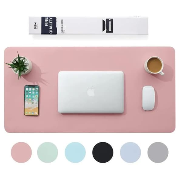 Multifunksjonell skrivebordsmusematte Vanntett PU-skinn skrivebordsmatte 80 x 40 cm rosa