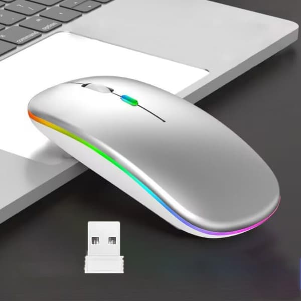 Bluetooth Mus til MacBook/MacBook Air/Pro/iPad, Trådløs Mus til Laptop/Notebook/pc/iPad/Chromebook Space Silver shine