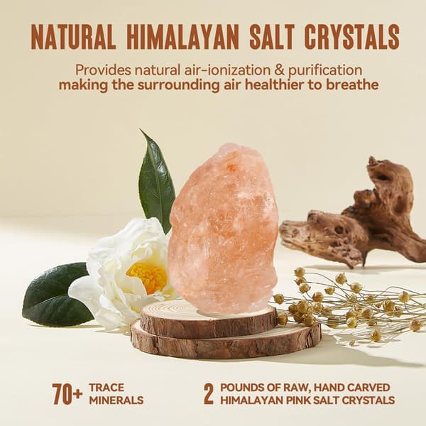 3-i-1 Himalaya saltstein aroma diffuser ultralyd essensiell olje diffuser simulering flamme luftfukter White