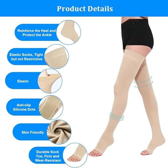 Lårhøje strømper til kvinder Strækbare over-knæ-strømper Lange benstrømper til kvinder Behagelig pasform S S