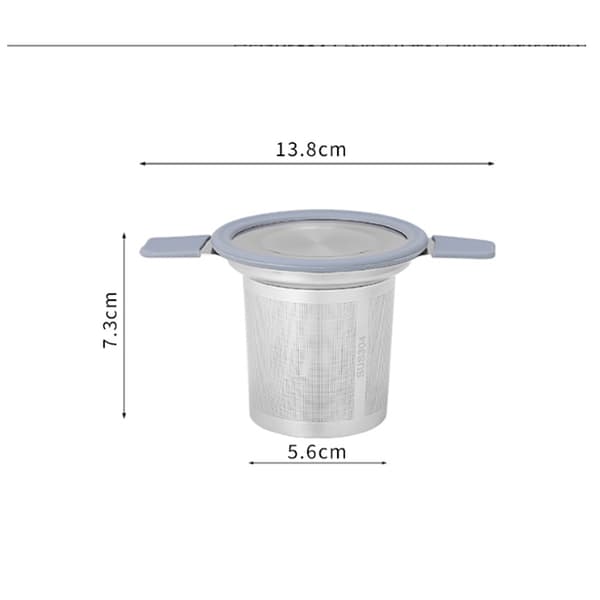Universal te-infuser med låg, filter i rustfrit stål passer til krus, kopper, tekander, fødevaregodkendt