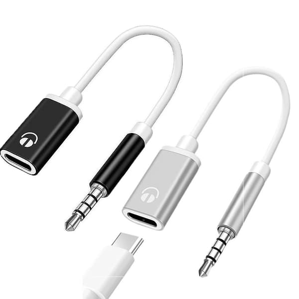 3,5 mm han til TypeC hun lydkabel 3,5 mm analogkabel Type-C konverter hovedtelefonadapter kompatibel med bærbare computere tablets smartphone (2 stk.)