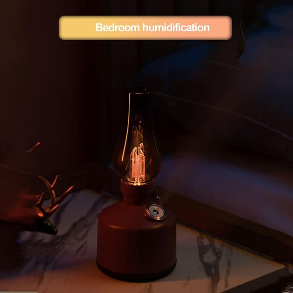 Retro Lantern Luftfukter - 280ml Grønn Oljelampe Stil Aroma Diffuser med 2 Tåkemoduser og Dimbar Lys