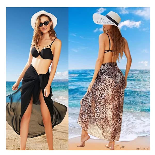Lang Sarong Cover Up Kvinder Chiffon Strand Wrap hvid