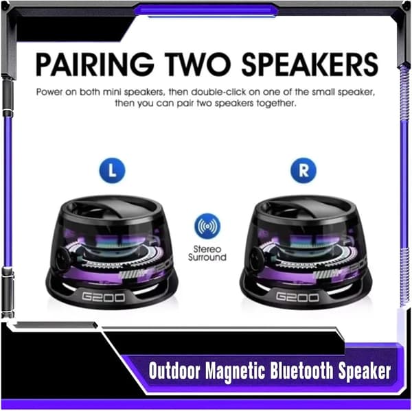 Magnetisk bærbar Bluetooth-højttaler mini Audio Box Dual-Channel Stereo Bluetooth 5.3 Version Højttaler 7-timers afspilningsvarighed Telefonholder (sort)