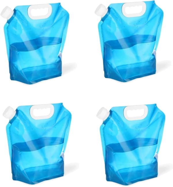 4 stk. sammenfoldelig vandblære - Sammenklappelig vandopbevaringspose - 5 liter pr. pose - Bærbar campingvandbeholder Pladsbesparende design til rejser