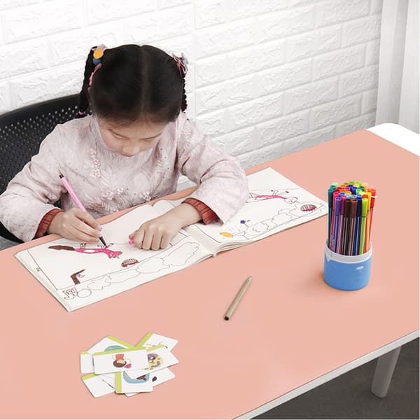 Multifunksjonell skrivebordsmusematte Vanntett PU-skinn skrivebordsmatte 80 x 40 cm rosa
