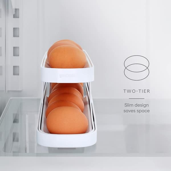 Eggdispenser Plassbesparende Rullende Eggdispenser og Organizer for Kjøleskapsoppbevaring