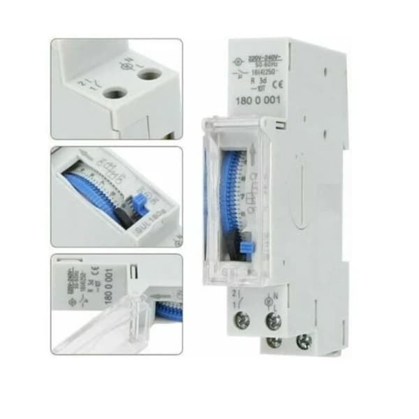 Programmerbar tidsafbryder, mekanisk timer, 15 minutter til 24 timer programmerbar standard DIN-skinne monteret tidsafbryderrelæ, SUL180A, TRIMEC AIPERQ