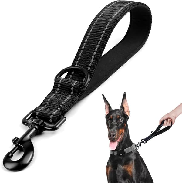 Kort hållbart hundkoppel 60x2,5cm – Reflekterande träningskoppel med D-ring för medelstora till stora hundar – Kontroll & Säkerhet