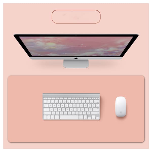 Multifunksjonell skrivebordsmusematte Vanntett PU-skinn skrivebordsmatte 80 x 40 cm rosa