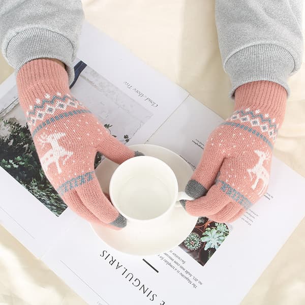 3 par jule vinter touch screen handsker tekst handsker strækstrikkede mekaniske varme handsker unisex A