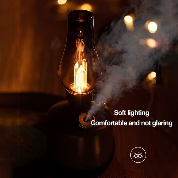 Retro Lantern Luftfukter - 280ml Grønn Oljelampe Stil Aroma Diffuser med 2 Tåkemoduser og Dimbar Lys