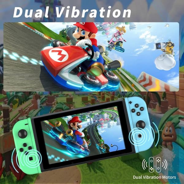 Trådløs controller til Switch, erstatning trådløs L/R controller understøtter dobbelt vibration/vækning Pastel Green and Blue