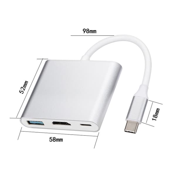 3-i-1-hubb Typ C till HDMI USB 3.0-gränssnitt
