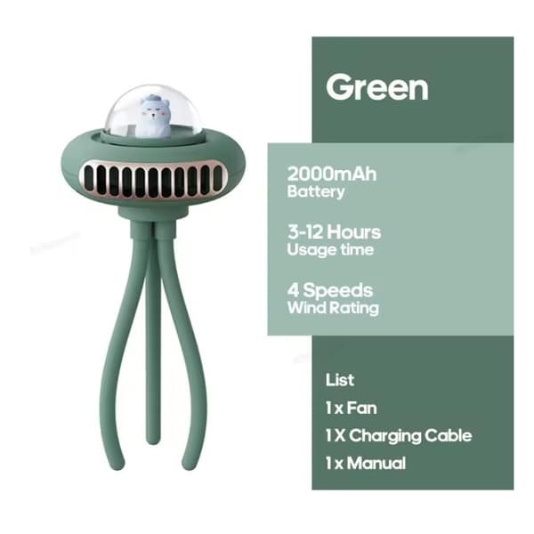 Taljeklemme Bærbar Ventilator Green