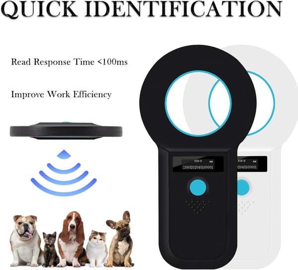 Mikrochip-scanner til kæledyr, ISO11784(85)/FDX-B/EMID med 128 sæt dataopbevaring Mikrochip-læser til dyr/kæledyr/hund/kat/gris (sort)