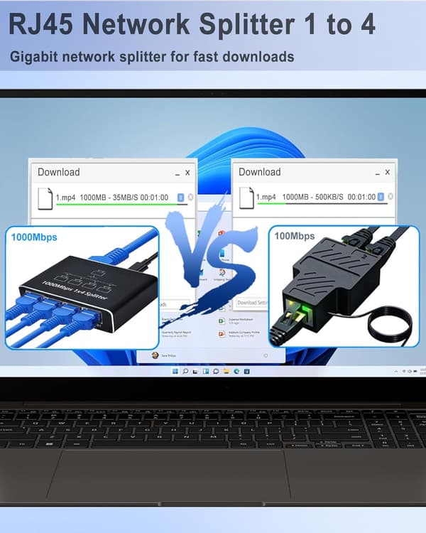 Gigabit Netværks Splitter 1-Til-4 Netværkskabel Splitter RJ45 Netværksport Ethernet Splitter Egnet
