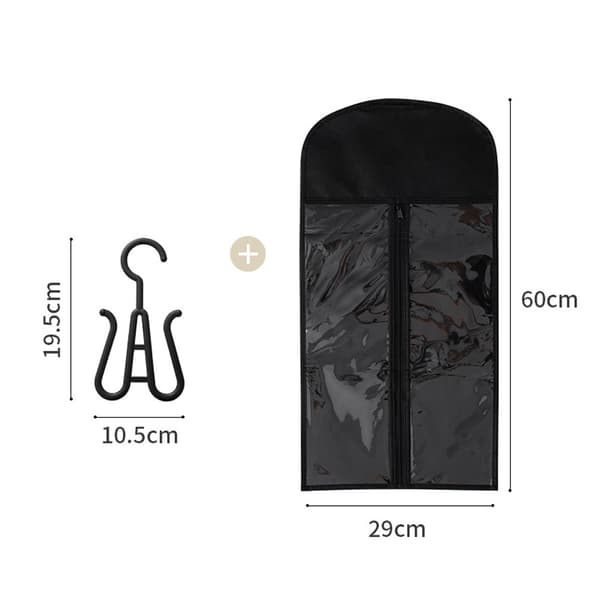 3 kpl peruukin säilytyspusseja ripustimella useille peruukeille ja tarvikkeille Black