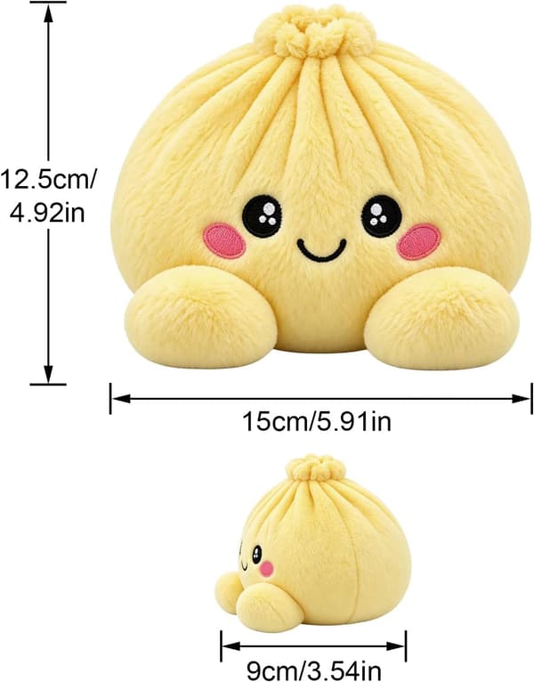 9,9 cm Mystery Rainbow Dumpling Plyschdocka Squishy i bambuånglåda (gul) Yellow 3.9in