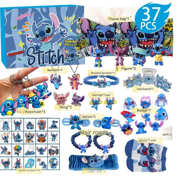 2025 Julekalender Lilo & Stitch Legetøj 24-Dages Nedtælling Overraskelsesgave Blind Box