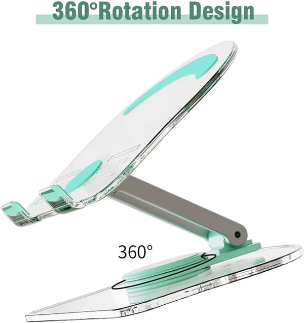 Akryl Tabletthållare med 360° Rotation - Vikbart Justerbart Ställ för iPad Pro/Air/Mini, Skrivbordsdisplay (Svart)