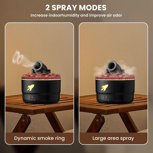 Cannon Blast Aroma Luftfugter - 7-Farvet LED, 2 Tilstande, Cool Mist Diffuser til Børneværelset, Kreativt Tårndesign (Sort)