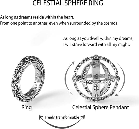Mænd Kvinder Rustfrit Stål Vintage Sammenfoldelig Åben Astronomisk Kugle Ring Sammenfoldelig Ring Kosmisk Fingerring Til Par Elsker Smykkegave