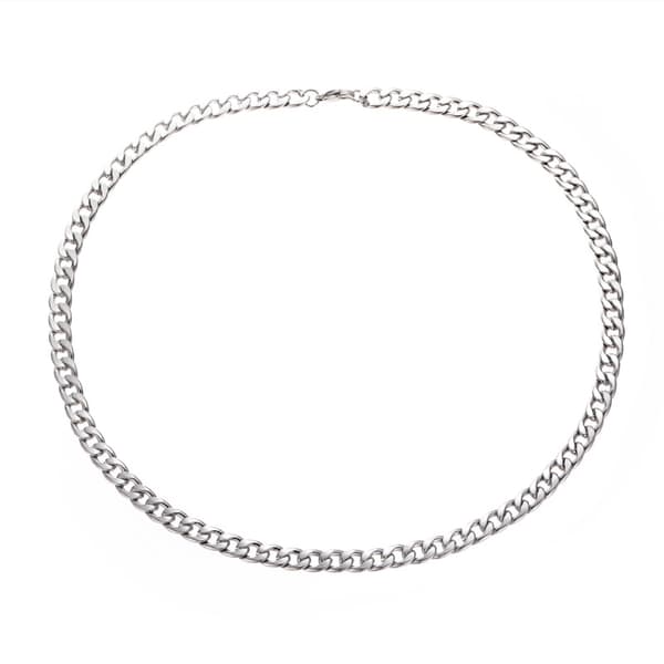 Halskæde i rustfrit stål til mænd, cubansk kæde 7mm Width 60cm