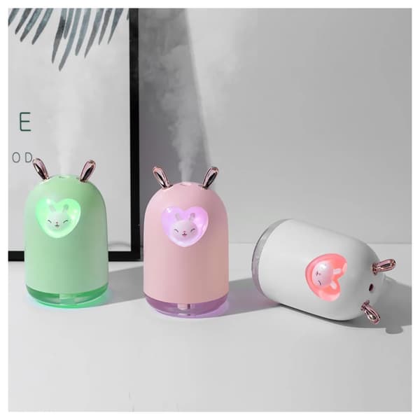 Kaldtåke luftfukter 300 ml mini luftfukter sprayer USB med nattlys Egnet for soverom, bil, planter White