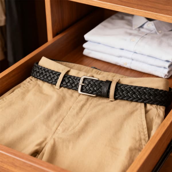 Sort retro bælte uden huller, elastisk vævet lærredsbælte, udvidet elastisk design, perfekt til jeans. Black