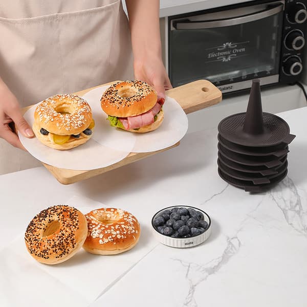 6-delad bakform för bagel- och munkkakformar (6 delar brun)
