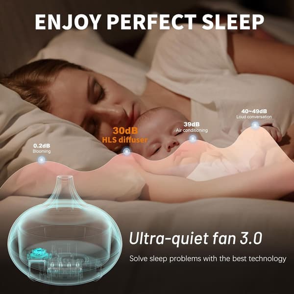 Aromaterapi luftfukter Ultralyd kaldtåke luftfukter 550ml lysebrun og fjernkontroll