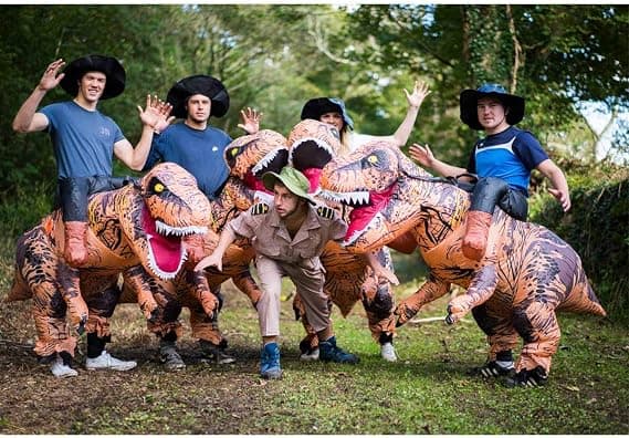 Premium Jurassic T Rex Dinosaur Ride Oppblåsbart Kostyme for Voksne (Én Størrelse)