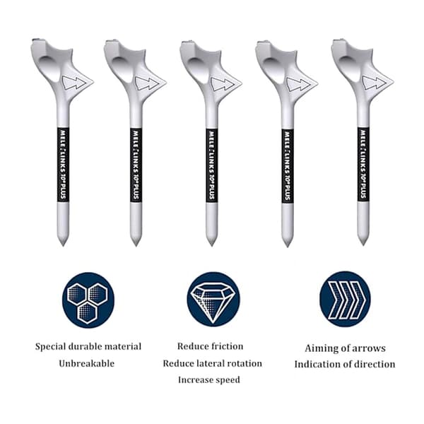 10-pack Premium Golf Tees, 10 Graders Plast Golf Tees, Professionella, Hållbara, Öka Distansen, Minska Bollspin, Golfutrustning