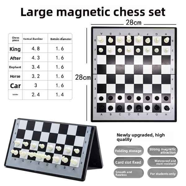 Sjakksett, Western Chess, Magnetisk Sammenleggbart Brett, Pedagogisk Gave