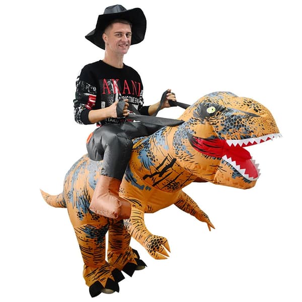 Premium Jurassic T Rex Dinosaur Ride Oppblåsbart Kostyme for Voksne (Én Størrelse)